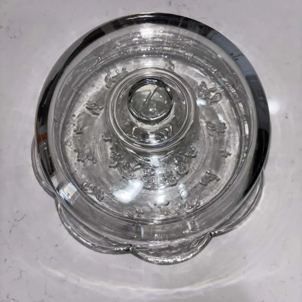 Anchor Hocking Savannah Clear Glass Cake Stand with Dome Lid Floral Scalloped